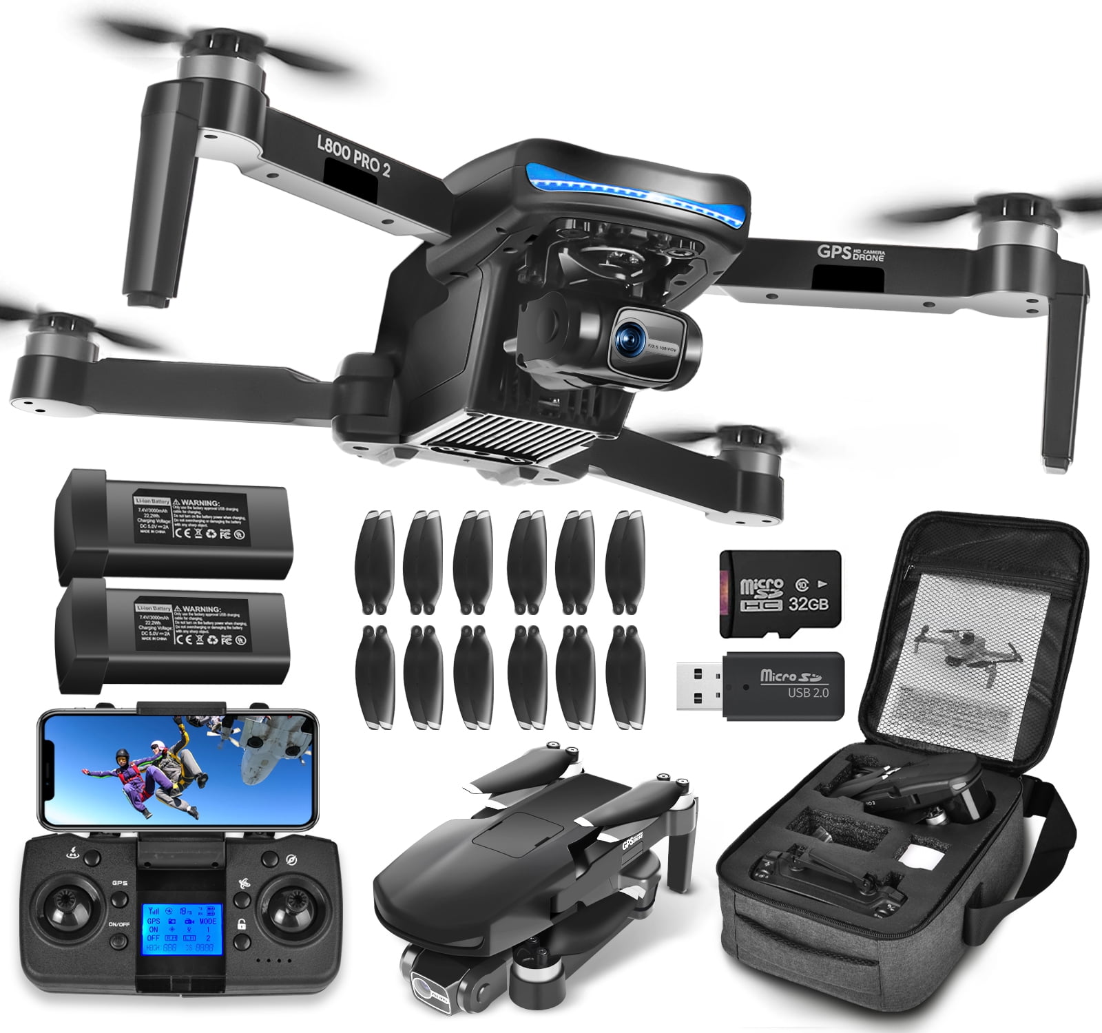 HHD Drone with Camera 4k for Adults,5G WiFi FPV Live Transmission, 50  Minutes Flight Time, Black