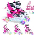 HHD Roller Skates Adjustable Size S for Boys Girls Children, 3 in 1 Inline Skates Triskates