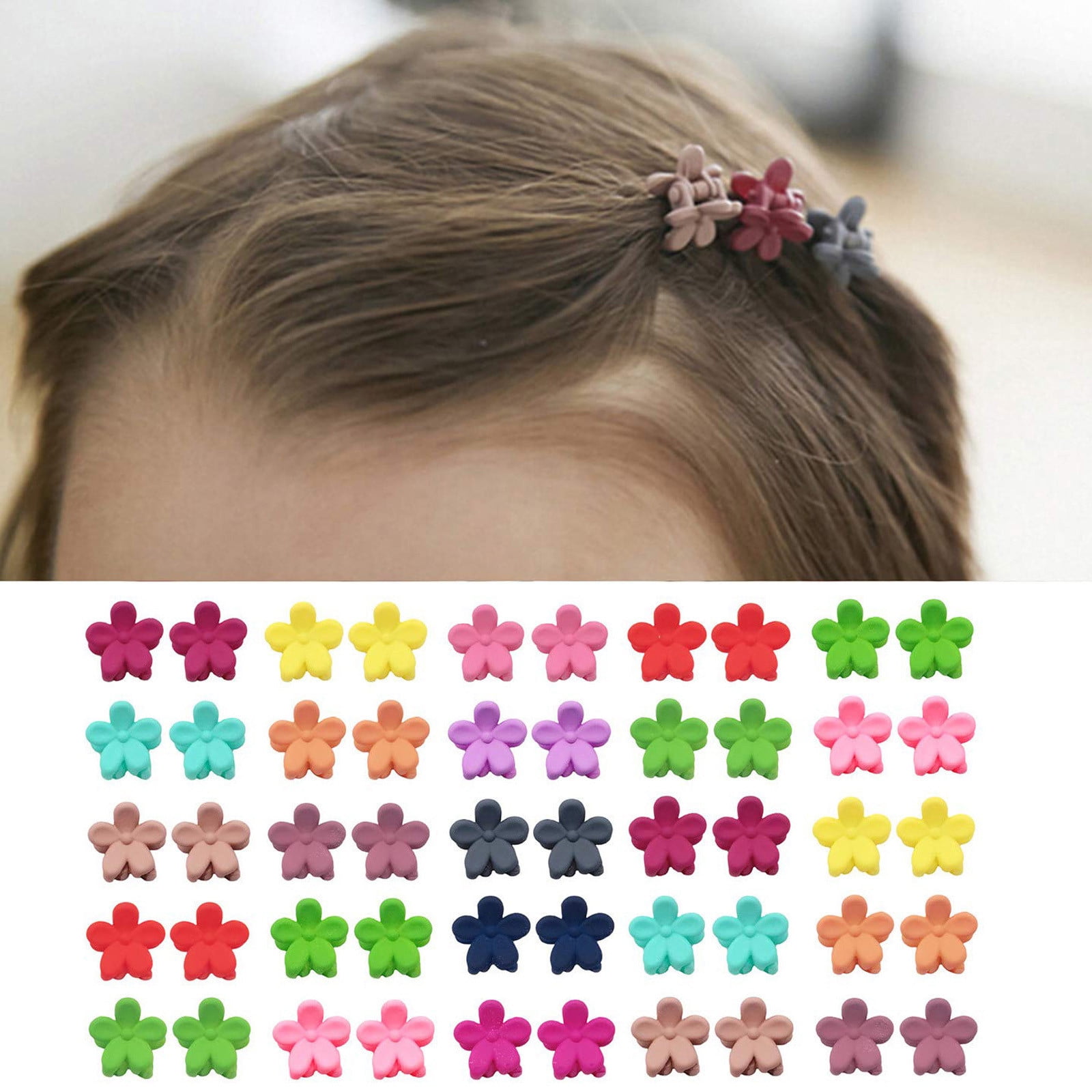 HHEN 50PCS Baby Girl Mini Hair Claw Clips Flower Hair Bangs Pin Baby Girl Hair Accessories Clips