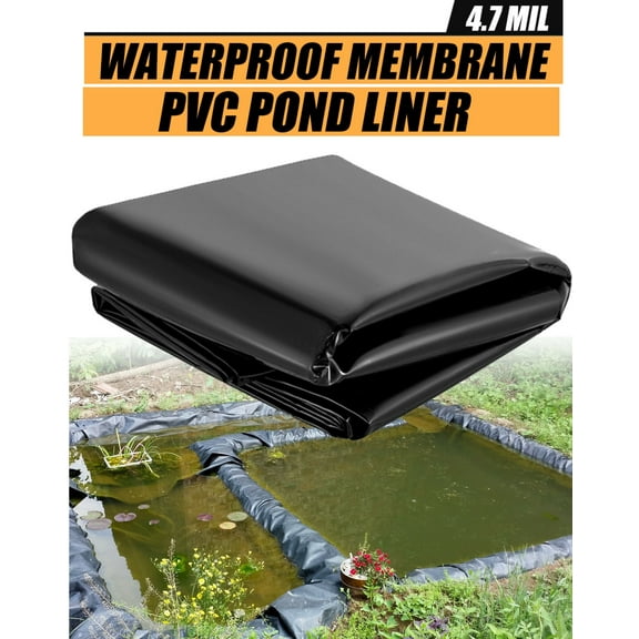 HHENGYISOUL 13x13ft PVC Pond Liner with 4.7Mil Waterfall Fish Pond Liner, Black