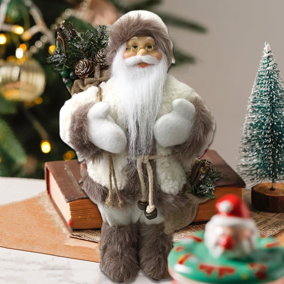 HHGBAD 12-Inch Christmas Santa Claus Doll - Standing Polyester Figurine for Holiday Decoration, Shelf & Mantel Display, Festive Gift Giving, Easy to Clean