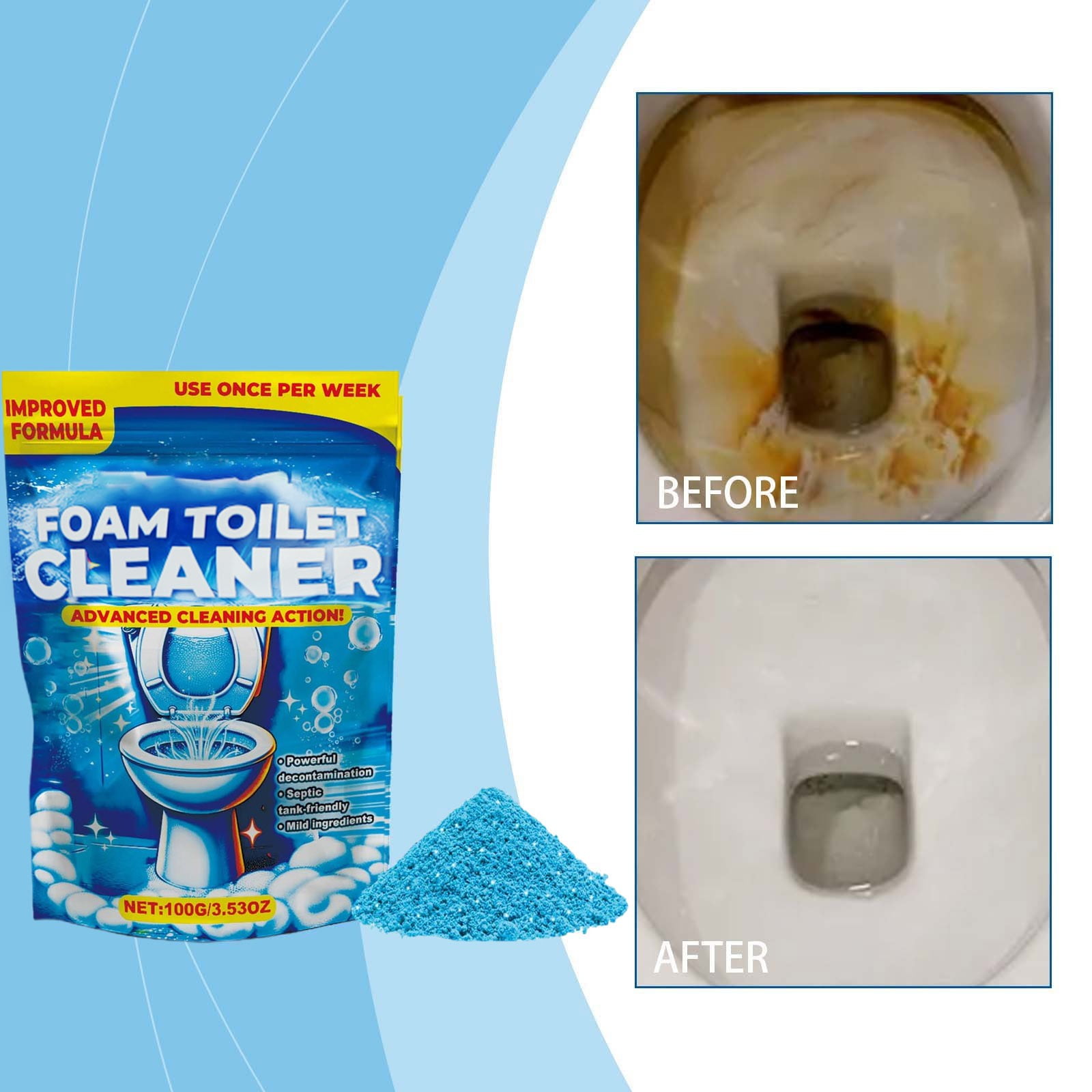 HHGBAD 2-Pack Foaming Toilet Cleaner 200g - Powerful Stain Remover ...