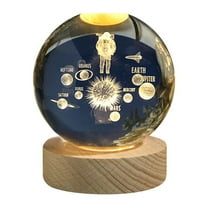 HHGBAD 3D Crystal Ball Night Light - Stunning Solar System Model, Engraved Crystal Decorative Art, USB Rechargeable LED Light, Perfect Gift for Astronomy Enthusiasts and Home Decor