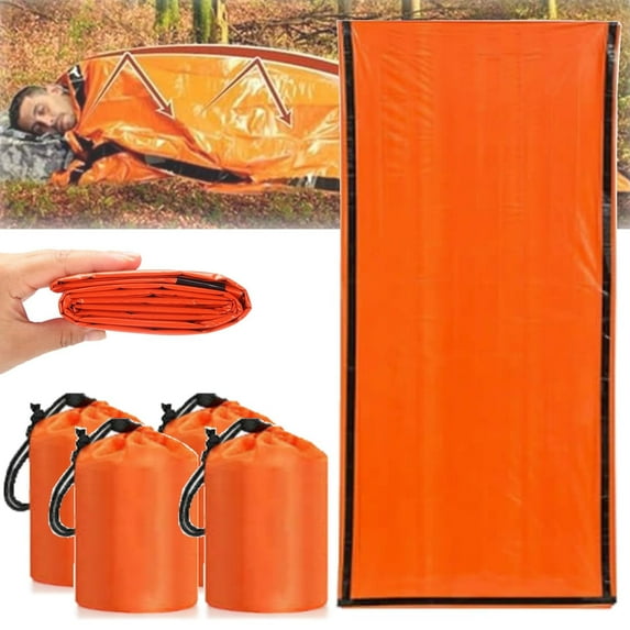 HHGBAD 4 Pcs Emergency Sleeping Bag - Waterproof Thermal Bivy Sack,for Outdoor Survival, Tear-Resistant Polyethylene,84x36 In