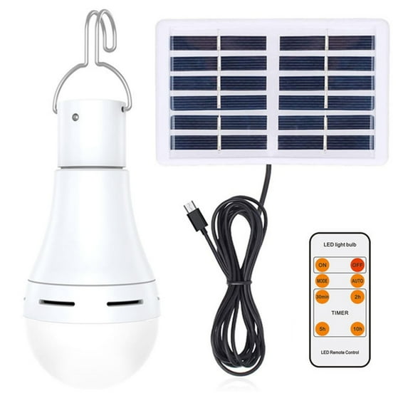 HHGBAD 7W Solar Camping Lamp, LED Bulb with Remote Control, Adjustable Modes, Emergency Light for Outdoor Activities, Power Outage, Indoor/Outdoor Use