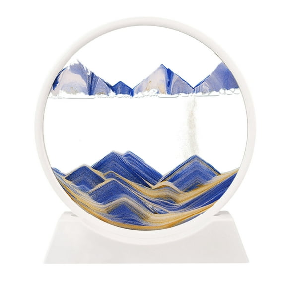 HHGBAD 7in Moving Sand Art Picture, Glass Hourglass, Natural Flowing Grit, Relaxing Home Decor, Unique Visual Experience, Stress Relief for Office or Living Room