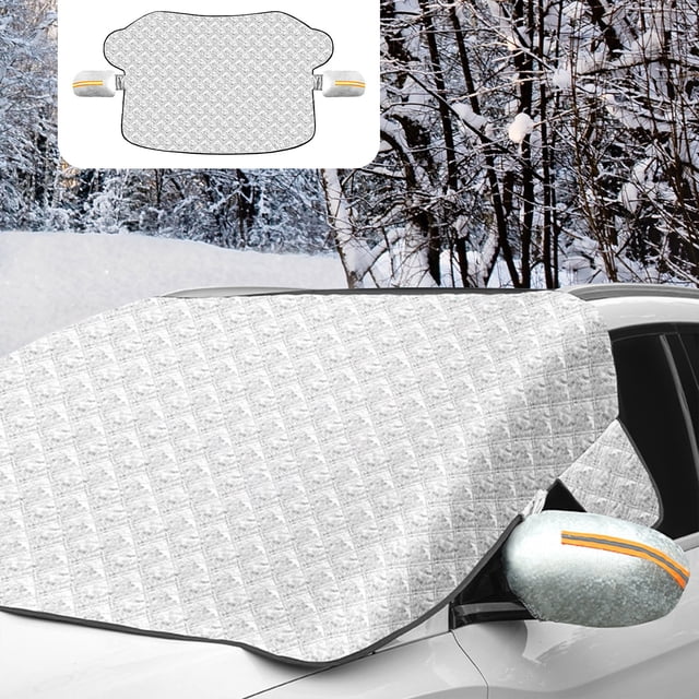 HHGBAD All-Weather Car Windshield Snow Cover - Ice/Frost Guard with Mirror Protectors, Windproof & Anti-Theft Design for Universal Vehicles
