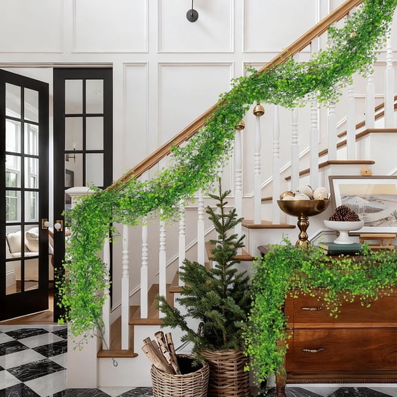 HHGBAD Artificial Willow Vine Garland, 68.9 Inch Fake Rattan Swag, Decorative Greenery for Wedding Backdrop, Holiday Party Decor, Indoor Outdoor Hanging Plant, 2-Pack