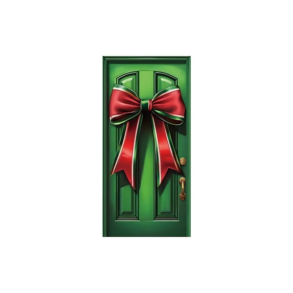HHGBAD Christmas Door Cover, Decorative Curtain, Polyester Fabric, Festive Holiday Decoration, Perfect for Front Doors, Indoor Walls, Tablecloth, Easy to Install, Durable Design