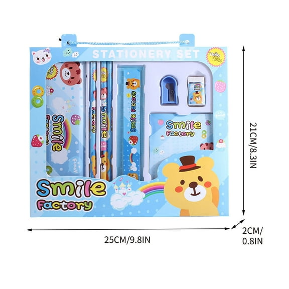 HHGBAD Complete Stationery Set - Includes Pencil Case, Pencils, Ruler, Sharpener, Eraser, and Notebook - Cute and Durable Design for Learning