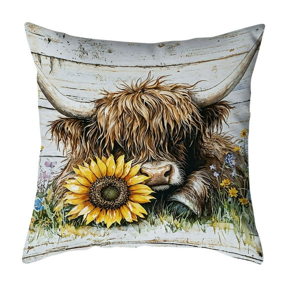 HHGBAD Cow Print Pillow Cover, Decorative Cushion Cover, Soft Durable Plush, Cozy Home Decor, Indoor Outdoor Use, Festive Accent for Living Room Sofa, Ideal for Holiday Decor