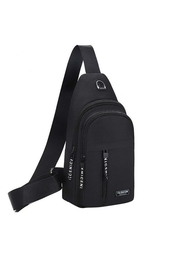 Crossbody Backpack, Multipurpose Shoulder Bag, Waterproof Nylon Messenger Bag, Adjustable Sling Pack, Ideal for Hiking, Travel, Outdoor Activities, Daily Use, Black