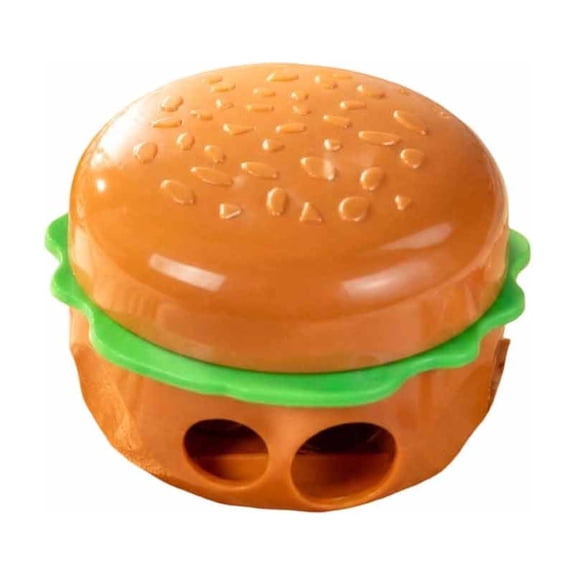 HHGBAD Cute Hamburger Pencil Sharpener, Manual 2-Hole Sharpener, Fun Desk Accessory for Creative Writing and Drawing, Great Gift for Parties and Prizes, Ideal for All Ages