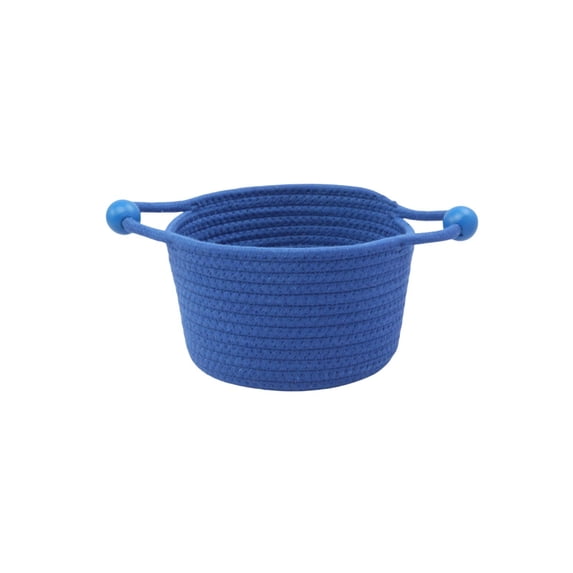 HHGBAD Durable cotton rope weave, storage basket with beaded handles, multi-use organizer for toys, office supplies, and small items, perfect for bedroom, dorm, or nursery storage, Blue