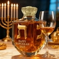 thumbnail image 1 of HHGBAD Elegant Hanukkah Whiskey Decanter Bottle, Gold-Rimmed Commemorative Glass Design, for Spirit Storage, Bar Display, Holiday Gift Giving, and Personal Use, 1 of 6