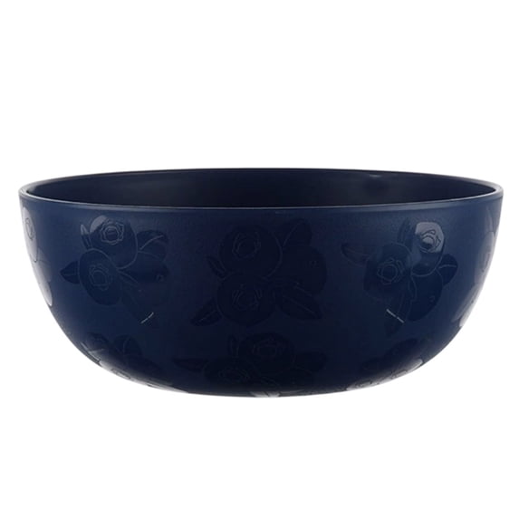 HHGBAD Embellished Floral Serving Bowl, Round Plastic Cereal Bowl, Ideal for Breakfast, Snacks, Soup, Perfect for Family Meals and Gatherings, Great for Home Chefs, Navy Blue