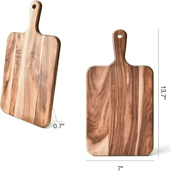 HHGBAD F Acacia Wood Cutting Board with Handle Wooden Charcuterie Board, Paddle Cheese Board, Serving Boards for Kitchen Meat, Pizza,Cheese, Bread, Vegetables &Fruits, 13.8×7in