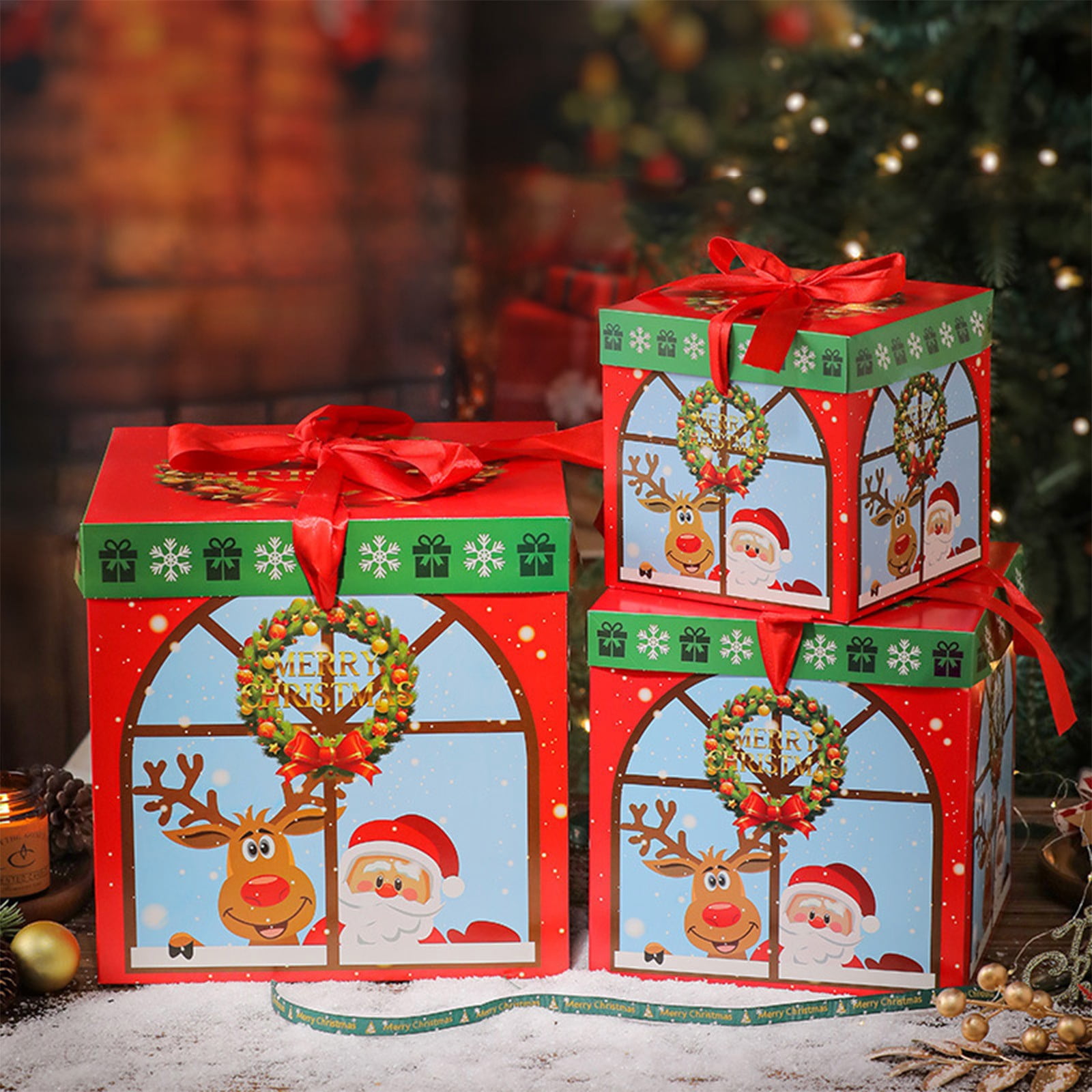 HHGBAD Festive Christmas Gift Box Set, Decorative Nested Boxes for ...