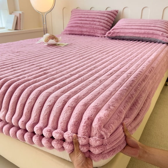 HHGBAD Fleece Bed Sheet, Thickened Bedding, Soft Durable Fabric, Breathable, Easy Maintenance, Versatile for Any Bedroom, Perfect for Home Use, Comfortable Sleeping Experience