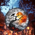 thumbnail image 1 of HHGBAD Halloween Acrylic Crow Pendant - 7.87 Inch Round Wall Hanging Decor with Metal Chain for Festive Home Decoration, 1 of 6