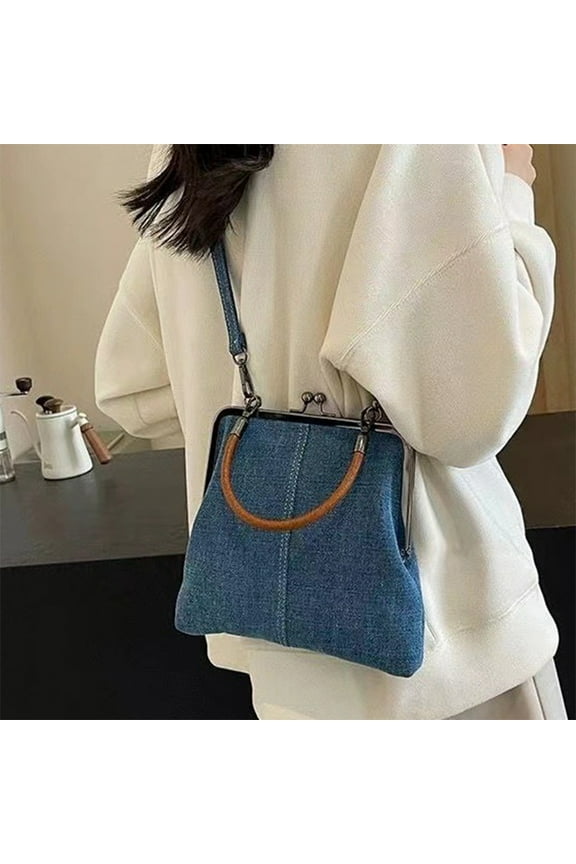Handmade Denim Tote Bag - Multi-functional Compact Satchel & Crossbody for Stylish Everyday Use