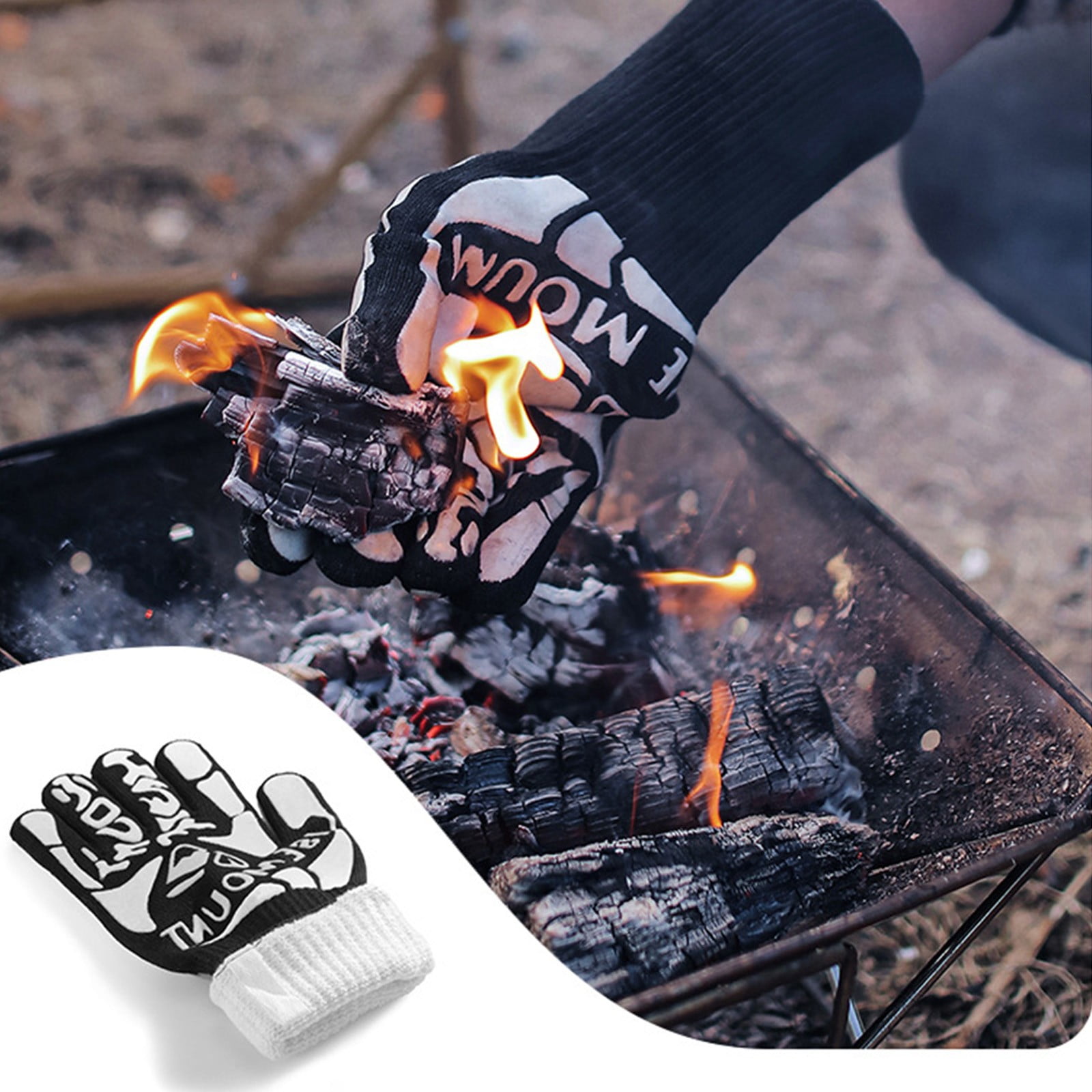HHGBAD Heat-Resistant BBQ Grill Gloves - Anti-Scald Silicone Mitts for ...