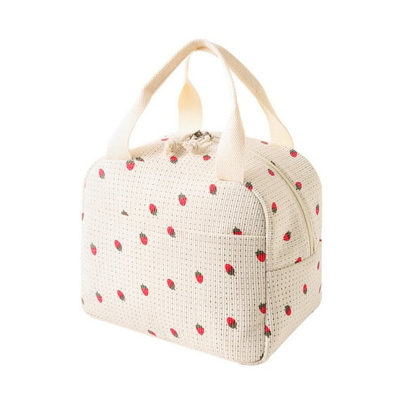 HHGBAD Insulated Lunch Bag, Portable Bento Bag, Multi-Partition Design, Cute Strawberry Print, Ideal for Office, Travel, Picnics, Easy Carry Food Storage