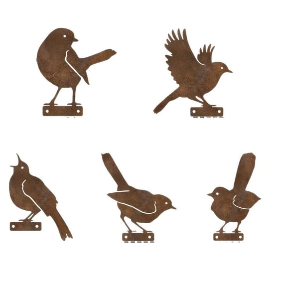 HHGBAD Lifelike Garden Birds Decor, Five Piece Realistic Bird Art for Lawn Outdoor Yard, Weather Resistant Detailing for Patio Decoration, Easy Installation for Nature Lovers Gift, Yellow