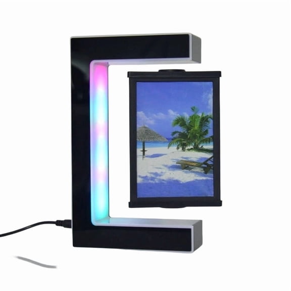 HHGBAD Magnetic Levitation Photo Frame, LED Illuminated Three Sided Display, Showcase Multi-Photos for Home Decoration, Perfect Gift for Weddings and Anniversaries