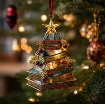HHGBAD Mini Book Christmas Tree Ornament, Festive Holiday Decor, Literary-Themed Holiday Accent, Lightweight Decoration, Perfect Gift for Book Lovers, Charming Home Decor Piece