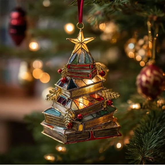 HHGBAD Mini Book Christmas Tree Ornament, Festive Holiday Decor, Literary-Themed Holiday Accent, Lightweight Decoration, Perfect Gift for Book Lovers, Charming Home Decor Piece