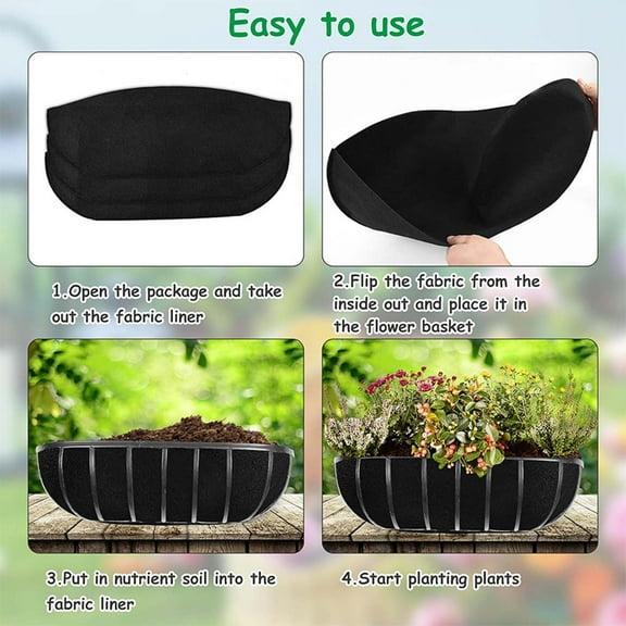 HHGBAD Non-Woven Plant Bag Liner - Hanging Flower Pot Liner for Troughs,Window Boxes,and Baskets,Set of 3 (24 Inch)