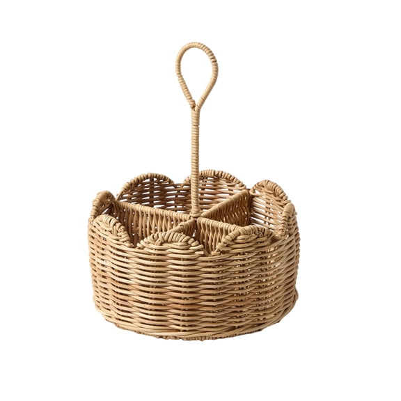 HHGBAD Organize Your Utensils, Utensil Storage Basket, Four Separate Sections for BBQ and Outdoor Dining, Perfect for Entertaining Guests, Ideal for Home Chefs and Hosts, Brown