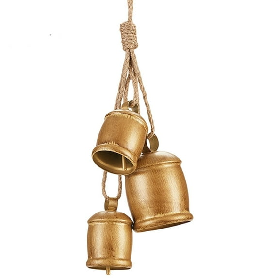 HHGBAD Set of 3 Cow Bells, Vintage Metal Hanging Decor, Shabby Style Brass Cowbells, Unique Home Christmas Decoration, Perfect for Doorways, Fireplaces, and Walls