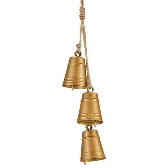 HHGBAD Set of 3 Cow Bells, Vintage Metal Hanging Decor, Shabby Style Brass Cowbells, Unique Home Christmas Decoration, Perfect for Doorways, Fireplaces, and Walls