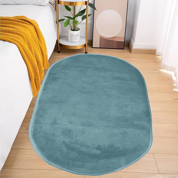 HHGBAD Soft Bedroom Rugs - Shaggy Oval Rugs for Bedroom, Bath Carpet, Living Room Runner Rug, Non-Slip,Machine Washable,15.7x31.5in
