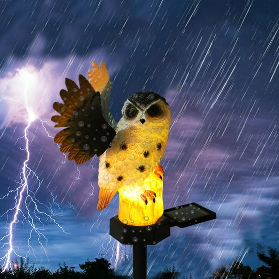 HHGBAD Solar Outdoor Courtyard Lights -Owl Design,Warm LED,Resin Material,Easy Ground Installation,Decorative Garden Statue Lamp