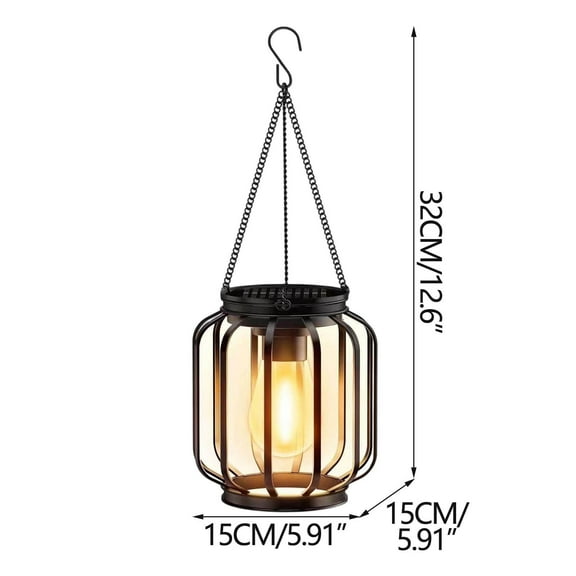 HHGBAD Solar-Powered Iron Chandelier, Durable Outdoor Lighting, Vintage Square Design, Waterproof and Energy Efficient, Ideal for Garden and Courtyard Decoration
