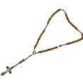 thumbnail image 1 of HHGBAD St Benedict Rosary Necklace, Wooden Beads, Unique Spiritual Jewelry, Long Chain with Crucifix, Perfect Gift for Confirmation, Baptism, and Religious Occasions, 1 of 3