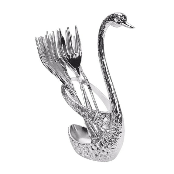 HHGBAD Stainless Steel Coffee Spoon Set, Unique Design with Rack, Multi-functional Tableware, Perfect for Home, Parties, Cafes, Bars, Includes 6 Spoons and Stand