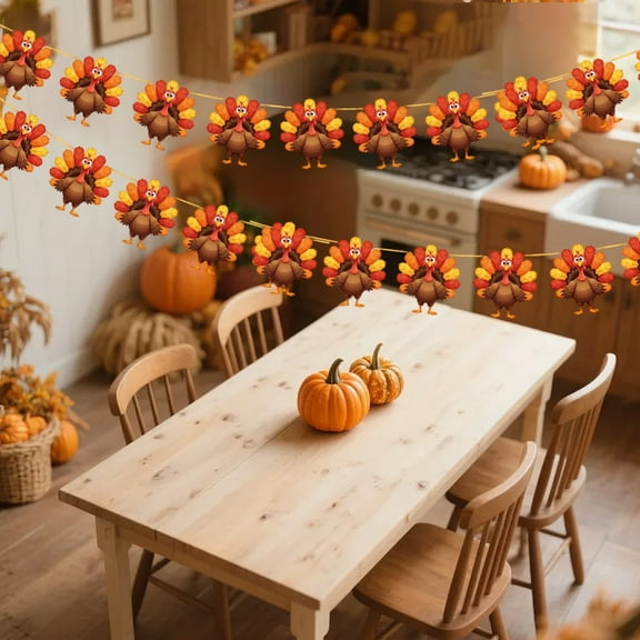 HHGBAD Thanksgiving Banners, Fall Party Decorations, 2 Pack, Pumpkin Sunflower Maple Leaf Turkey, Holiday Home Decor, Versatile Garland for Gatherings and Celebrations