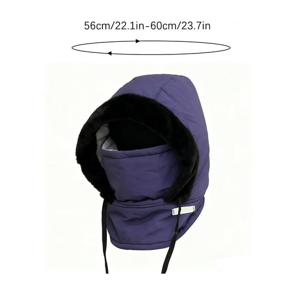 HHGBAD Unisex Warm Thick Lined Hat with Adjustable Strap, Integrated Face Mask, Windproof and Waterproof, Extended Neck Coverage, Ideal for Outdoor Activities, Winter Sports