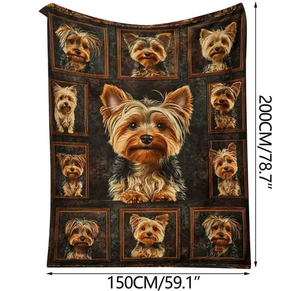 HHGBAD Yorkshire Terrier Blanket, Soft Cozy Flannel, Adorable Dog Pattern, Versatile for Home Decor, Picnics, Travel, Camping, Easy to Clean, Perfect Gift for Dog Lovers