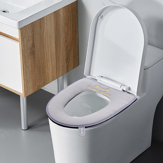 HHGBAD Zipper Model Toilet Seat Cover - Cute Embroidered Washer, Four Seasons Universal, Easy Clean & Install, Soft Polyester for Household Use