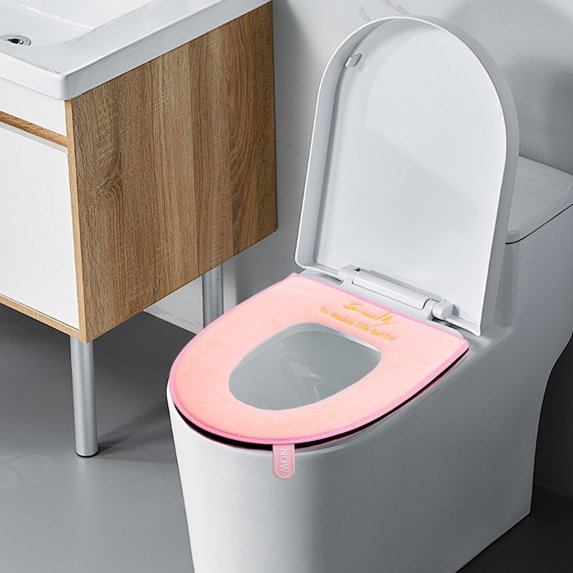 HHGBAD Zipper Model Toilet Seat Cover - Cute Embroidered Washer, Four Seasons Universal, Easy Clean & Install, Soft Polyester for Household Use