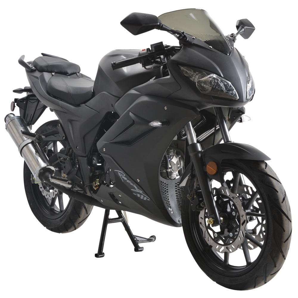 -HHH 125cc Motorcycle with Manual Transmission 125cc Scooter LED Lights and 17 inches Wheels (Black)