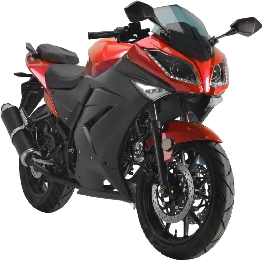 HHH 125cc Motorcycle with Manual Transmission 125cc Scooter LED Lights and 17 inches Wheels (Red)