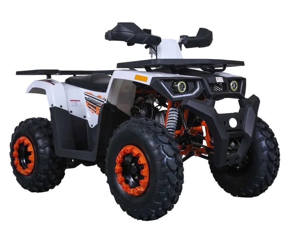 HHH 200cc ATV Upgraded RAPTOR 200 ATV Big Utility 4 wheeler quad with Automatic Transmission Reverse, LED Headlight, Matching Rims, Big 23/22 inches Wheels ( White )