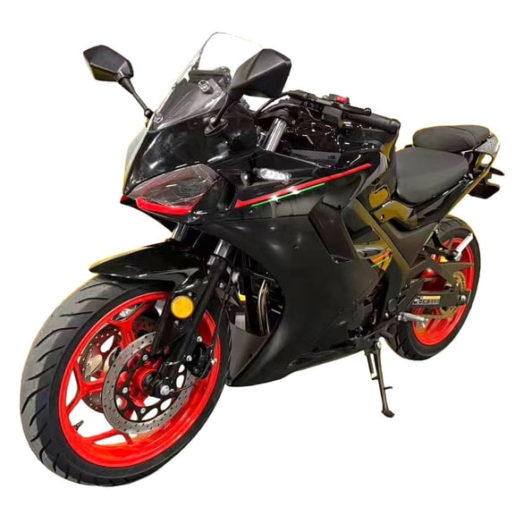 HHH 250cc Bike Pista 250 EFI Motorcycle Fuel Injection Manual 6 Speed for Adult Gas Bike (Black) (Assembled Inside a Crate)