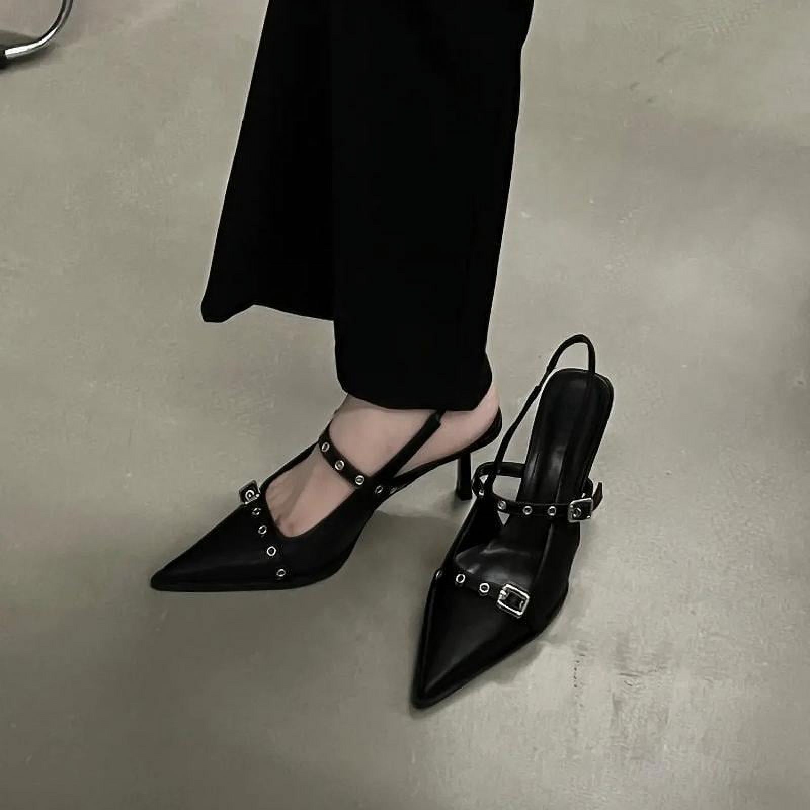 HHH Cowhide Version ~ Kitten Heel Silver High Heels Pointed Toe French